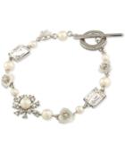 Carolee Silver-tone Imitation Pearl & Crystal Bracelet