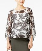 Alfani Printed Wide-sleeve Bubble-hem Top, Only At Macy's
