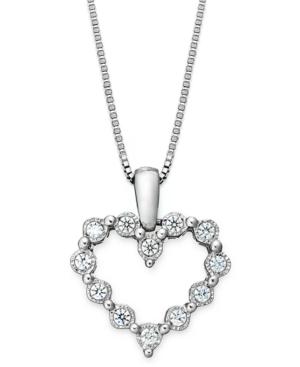 Trumiracle Diamond Necklace, 10k White Gold Diamond Heart Pendant (1/4 Ct. T.w.)