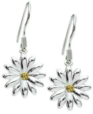 Giani Bernini Two-tone Flower Drop Earrings In 18k Gold-plated Sterling Silver
