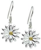 Giani Bernini Two-tone Flower Drop Earrings In 18k Gold-plated Sterling Silver