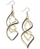 Thalia Sodi Extra Large Gold-tone Black Glitter Twist Hoop Earrings, 2.5, Created For Macy's