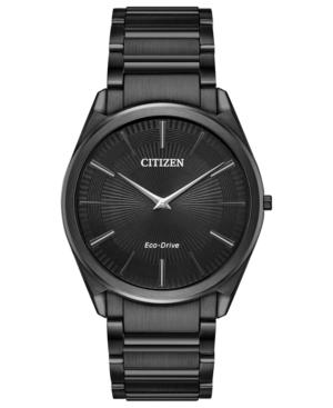 Citizen Eco-drive Men's Stiletto Black Stainless Steel Bracelet Watch 38mm