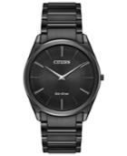 Citizen Eco-drive Men's Stiletto Black Stainless Steel Bracelet Watch 38mm