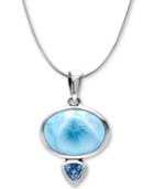 Marahlago Larimar & Blue Spinel 21 Pendant Necklace In Sterling Silver
