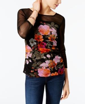 Inc International Concepts Illusion Floral-print Top, Only At Macy's