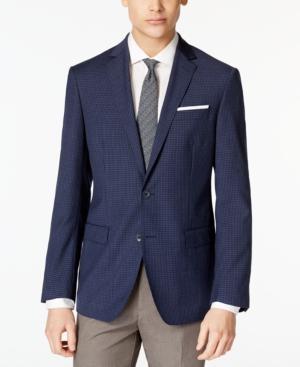 Dkny Men's Blue Checked Extra Slim-fit Sport Coat
