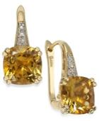 Citrine (4-3/8 Ct. T.w.) And Diamond Accent Leverback Earrings In 14k Gold