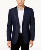 Alfani Men's Slim-fit Blue And Black Mini Grid Patterned Dinner Jacket, Created For Macy's