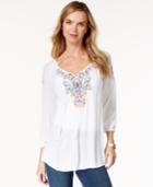 Style & Co. Embroidered Peasant Top, Only At Macy's