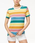 Carbon Copy Short-sleeve Rainbow-stripe T-shirt