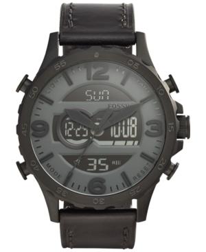 Fossil Men's Analog-digital Nate Black Leather Strap Watch 50mm Jr1520