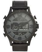 Fossil Men's Analog-digital Nate Black Leather Strap Watch 50mm Jr1520