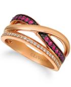 Le Vian Passion Ruby (1/4 Cttw) And Nude Diamonds (1/4 Cttw) Ring Set In 14k Rose Gold