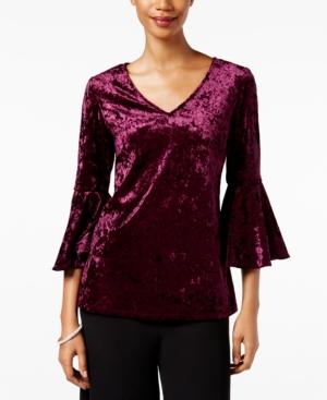 Msk Velvet V-neck Bell-sleeve Top