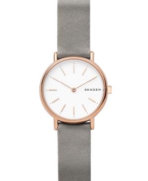 Skagen Women's Signature Slim Gray Satin Strap Watch 30mm