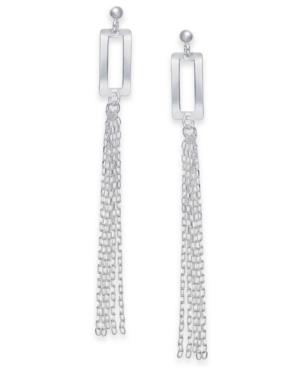 Giani Bernini Rectangle Fringe Drop Earrings In Sterling Silver, Created For Macy's