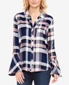 Two By Vince Camuto Plaid Bell-sleeve Shirt
