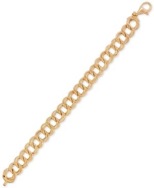 Double Ring Polished Link Bracelet In 14k Gold