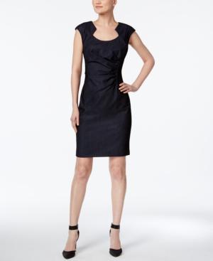 Calvin Klein Ruched Denim Sheath Dress