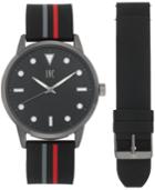 I.n.c. Men's Black Silicone Strap Watch 45mm Gift Set, Created For Macy's