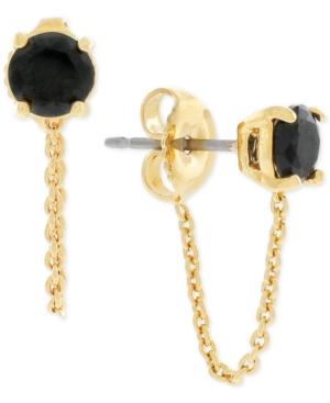 Vince Camuto Gold-tone Jet Stone Chain Stud Earrings