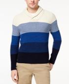Brooks Brothers Red Fleece Men's Colorblocked Ribbed-knit Shawl-collar Sweater