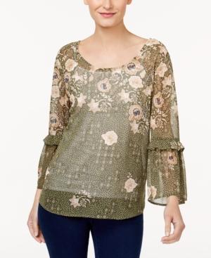 Style & Co Sheer Printed Top, Created For Macy's