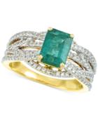 Rare Featuring Gemfields Certified Emerald (1-1/5 Ct. T.w.) And Diamond (2/5 Ct. T.w.) Ring In 14k Gold