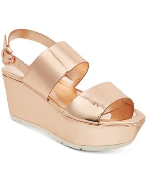 Guess Kaelan Metallic Flatform Sandals Women's Shoes