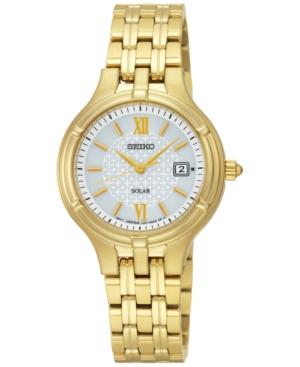 Seiko Women's Solar Dress Gold-tone Stainless Steel Bracelet Watch 28mm Sut220
