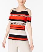 Calvin Klein Printed Cold-shoulder Top