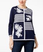 Alfred Dunner Montego Bay Striped Rhinestone-embellished Sweater
