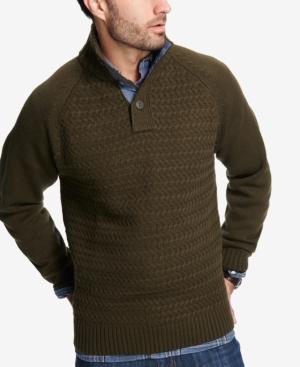 Weatherproof Vintage Men's Basket-stitch Button Sweater
