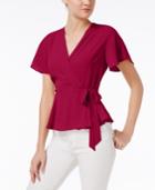 Monteau Petite Pleated Faux-wrap Top, A Macy's Exclusive