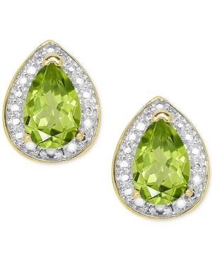 Peridot (9/10 Ct. T.w.) And Diamond Accent Stud Earrings In 18k Gold-plated Sterling Silver