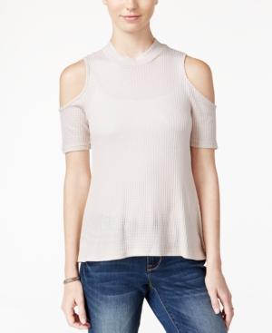 Polly & Esther Juniors' Waffle-knit Cold-shoulder Top