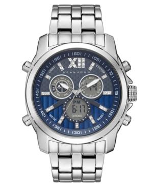 Sean John Men's Portofino Analog-digital Silver-tone Bracelet Watch 47mm