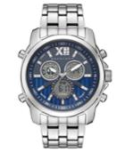 Sean John Men's Portofino Analog-digital Silver-tone Bracelet Watch 47mm