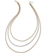 Tri-color Triple Rope Chain Necklace In 14k Gold, White Gold & Rose Gold