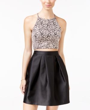 Bcx Juniors' 2 Piece Embellished Satin Fit & Flare Dress