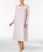 Charter Club Fleece Lace-trimmed Printed Long Nightgown, Only At Macy's