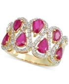 Rare Featuring Gemfields Certified Ruby (1-5/6 Ct. T.w.) And Diamond (1/3 Ct. T.w.) Ring In 14k Gold