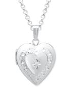 Diamond Accent Heart Locket Pendant Necklace In Sterling Silver
