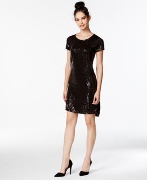 Kensie Short-sleeve Sequin Shift Dress