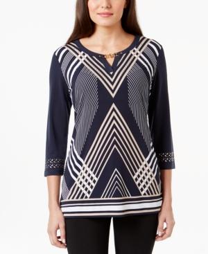 Jm Collection Printed Keyhole Top, Only At Macy's