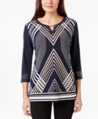 Jm Collection Printed Keyhole Top, Only At Macy's