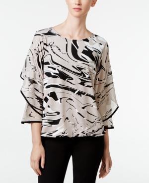 Alfani Tiered-sleeve Blouson Top, Only At Macy's