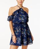 City Studios Juniors' Cold-shoulder Fit & Flare Dress