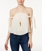Astr Havana Tie-detail Off-the-shoulder Top